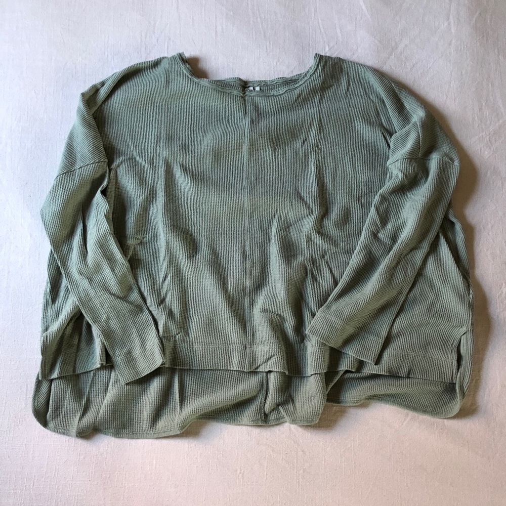 Anthropologie green waffle shirt